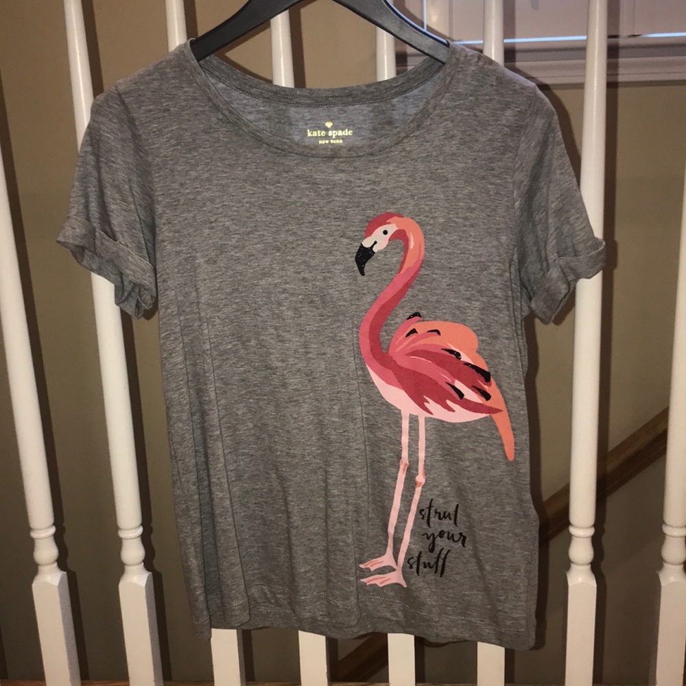 Kate spade gray T-shirt with flamingo